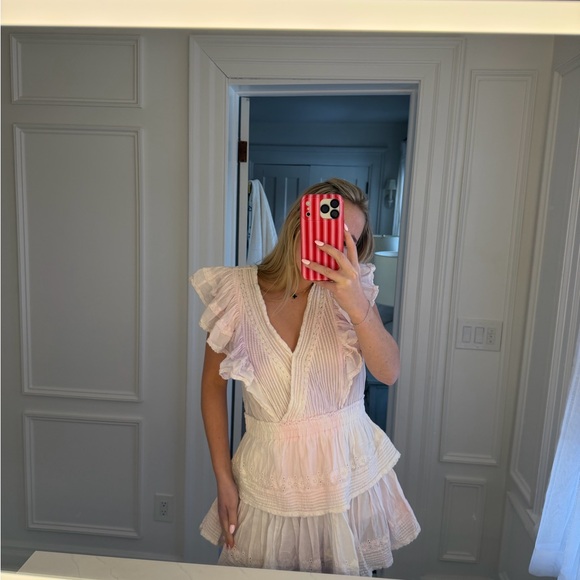 LoveShackFancy Pink Ruffled Mini Dress - Picture 3 of 6